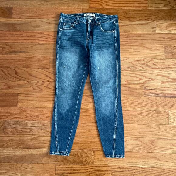 AMO Denim - AMO Dive Bar Twist Denim Jeans Womens 27 Blue Mid Rise Distressed Grunge Edgy